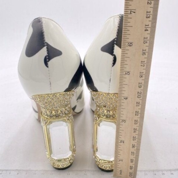 FSJ Women Bridal Pointed Toe Chunky Block High Heel Crystal Pumps Slip-on - Picture 7 of 7